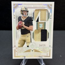 2025 Panini National Treasures #17 Tyler Shough Silver /25 MEM RC Rookie Saints