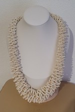 Collier Plastron Vintage Perles de Rocaille Nacrées Style Multi-rangs Tressé K36