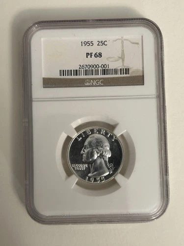 1955 Washington Quarter 25C Silver Proof NGC PF 68 Uncirculated