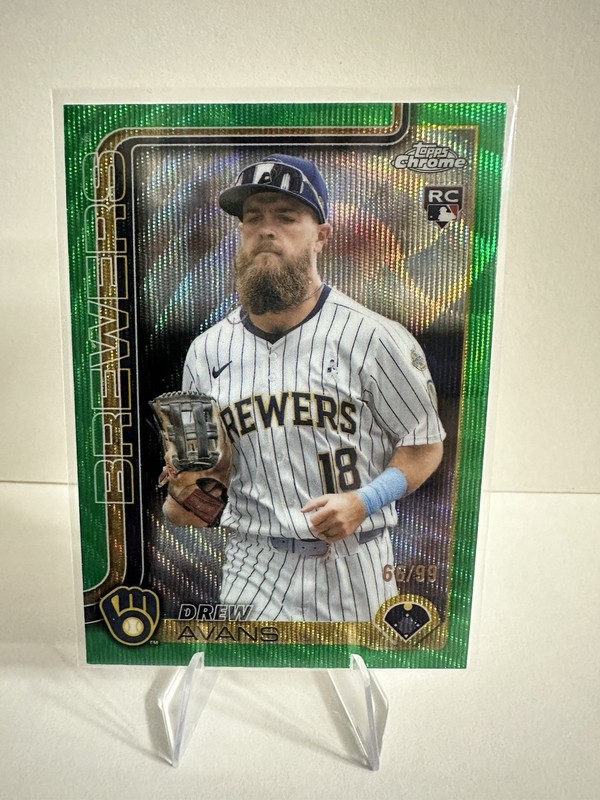 2025 Topps Chrome Drew Avans Green Pulsar Refractor /99 RC