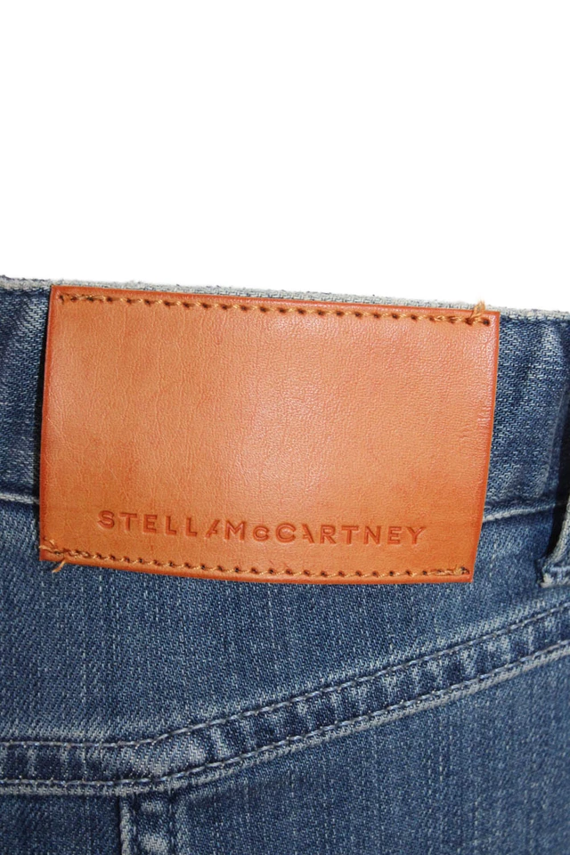 Pantalones de mezclilla para mujer Stella McCartney tiro alto cremallera pierna recta azul algodón talla 25 Foto 4 de 4