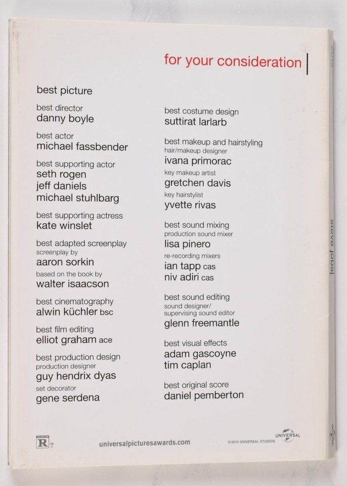 Steve Jobs For Your Consideration Screener (DVD, Michael Fassbender ...