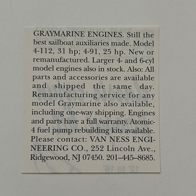 Van Ness Engineering Co Graymarine Lincoln Ave Ridgewood NJ Vintage Ad SAI6-S15
