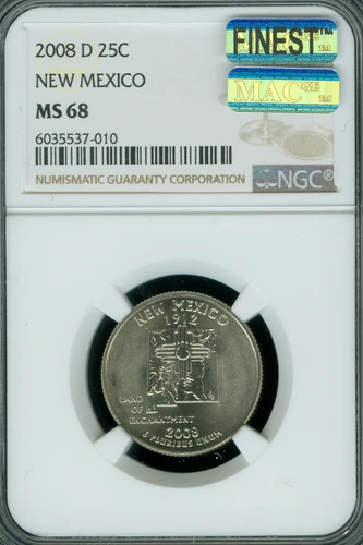 2008 D NEW MEXICO QUARTER NGC MS68 PQ MAC FINEST BUSINESS STRIKE SPOTLESS POP  9