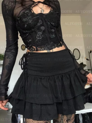 Herbst Y2K Gothic Kuchen Rock Punk High Waist Bandage Harajuku Grunge Emo Clubwea