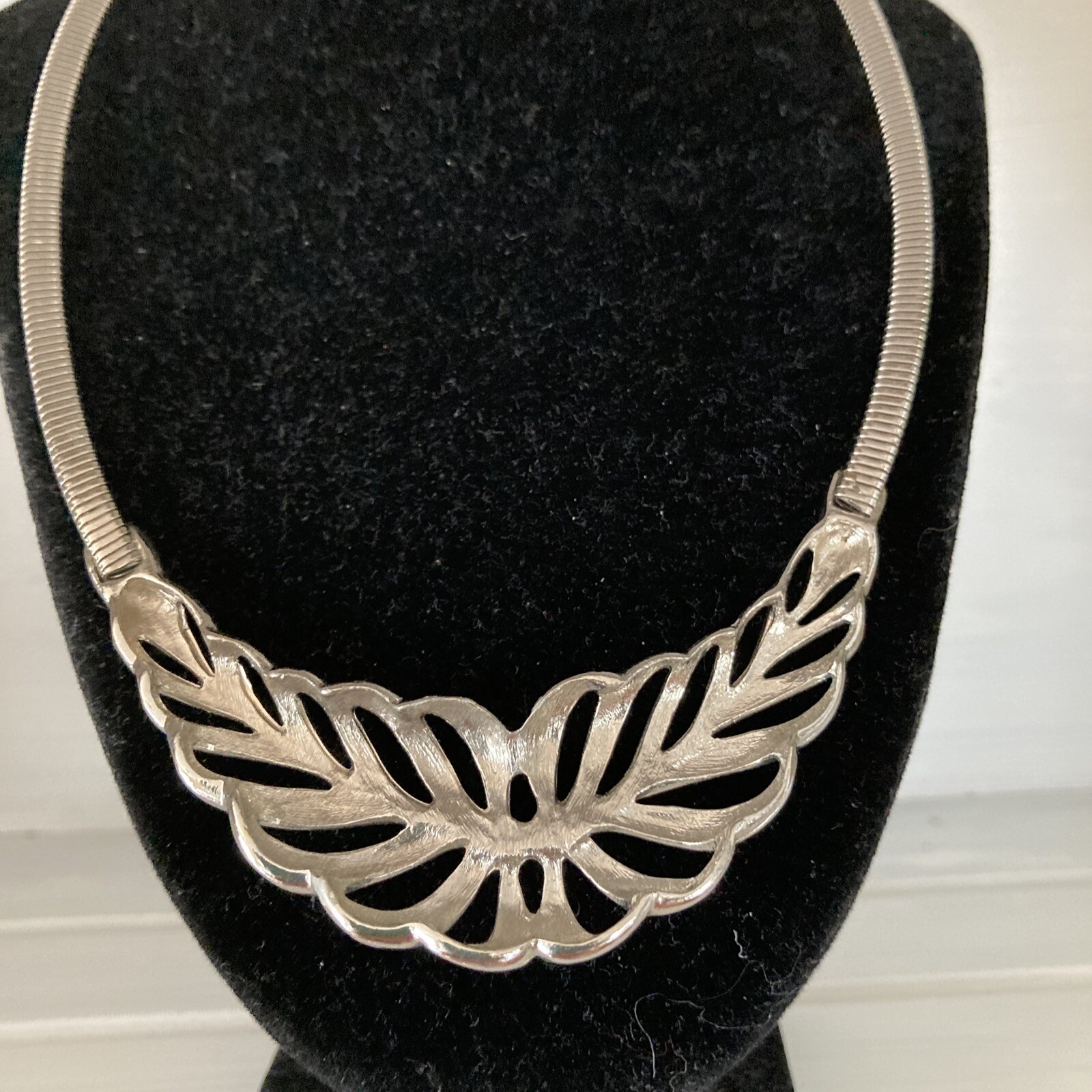Mid Century Silver Plated Statement Necklace Clas… - image 6