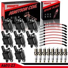 OEM 8X Ignition Coil + 8X Spark Plugs + Wires For Chevy GMC 4.8L 5.3L 6.2L UF413