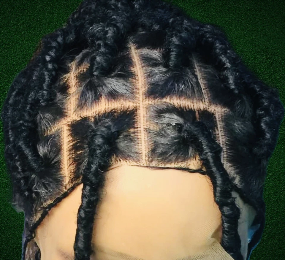 Pelucas trenzadas negras para mujer pelucas de encaje completo humanas... Foto 2 de 3