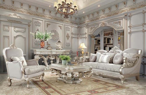 Classic European Traditional Metallic Silver finish Living Room Set | eBay