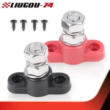 RED & BLACK JUNCTION BLOCK POWER POST SET INSULATED TERMINAL STUD 3/8" NEW