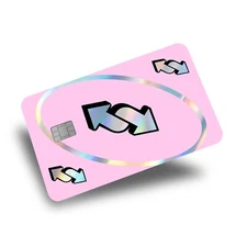 UNO Reverse Card Holographic Credit Card Skin/Credit Card Sticker Decal Pink