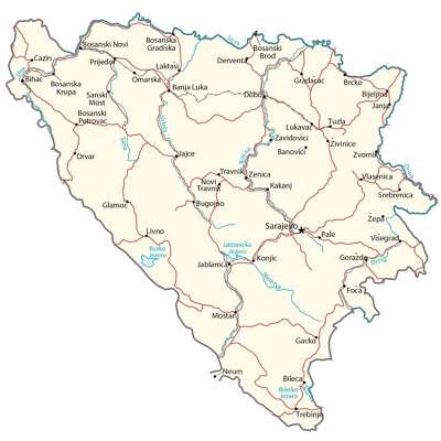 Bosnia & Herzegovina Road Map GLOSSY POSTER PICTURE PHOTO PRINT BANNER 12255