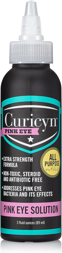 Curicyn Pink Eye Solution, Conjunctivitis Eye Drops for Dogs, Cats, Livestock –