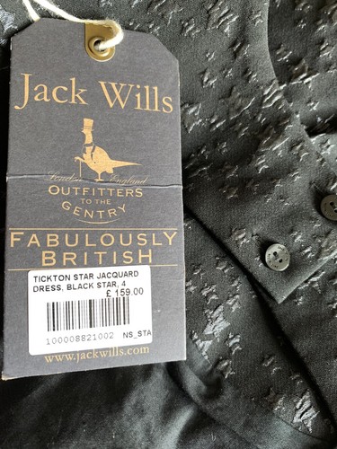 OLD STOCK JACK WILLS TICKTON STAR JACQUARD Dress Black 4 3XS GUARANTEED ORIGINAL - Picture 12 of 12