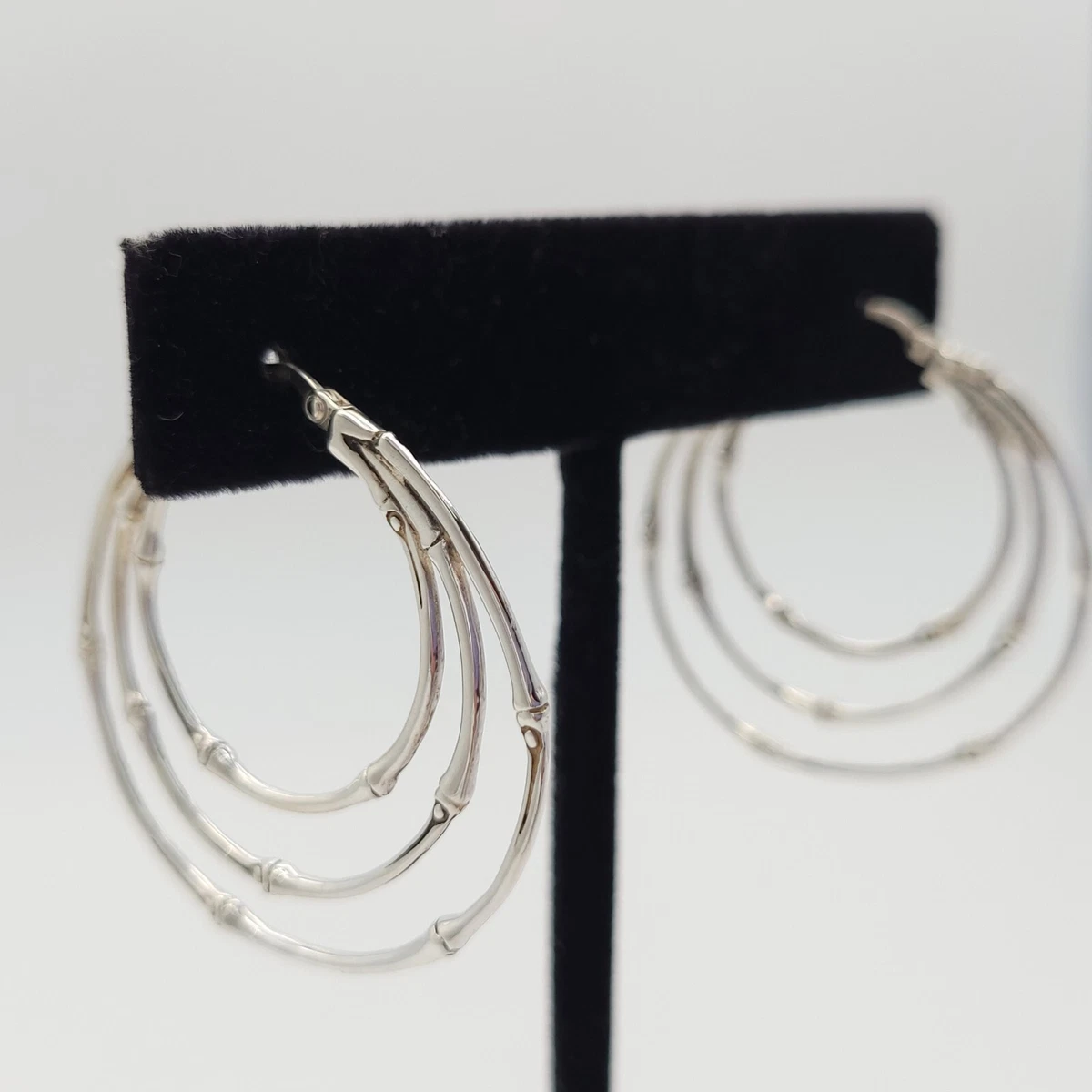 Vintage John Hardy Sterling Silver Concentric Bamboo Triple Hoop