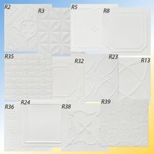   Home Decor Glue-Up Ceiling Tiles Different Patterns ULTRA PURE WHITE PAINTED !