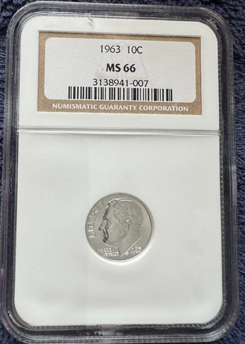 1963 10C Roosevelt Dime NGC MS 66