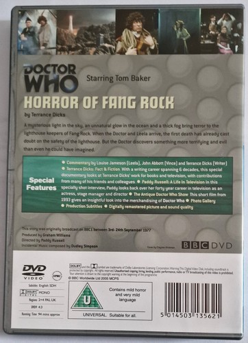 Doctor Who - Horror of Fang Rock DVD - Tom Baker 1977 - FREE P&P - Picture 2 of 2