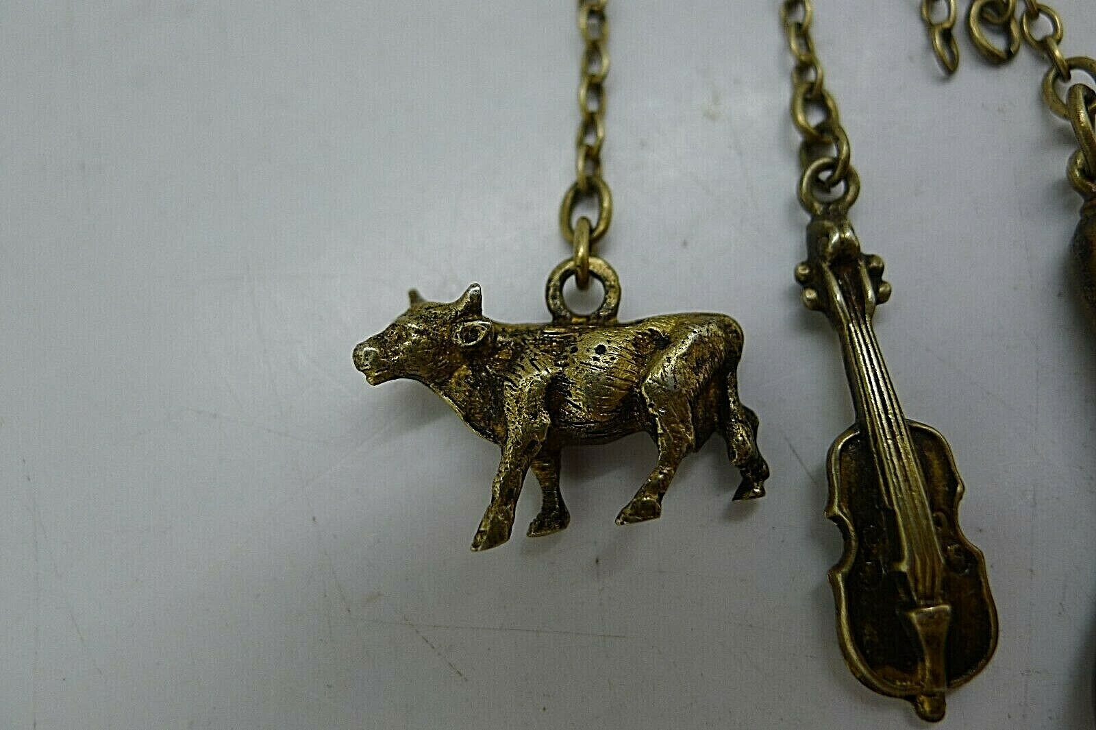 ANTIQUE 800 SOLID SILVER HANGING CHARM CHATELANE … - image 9