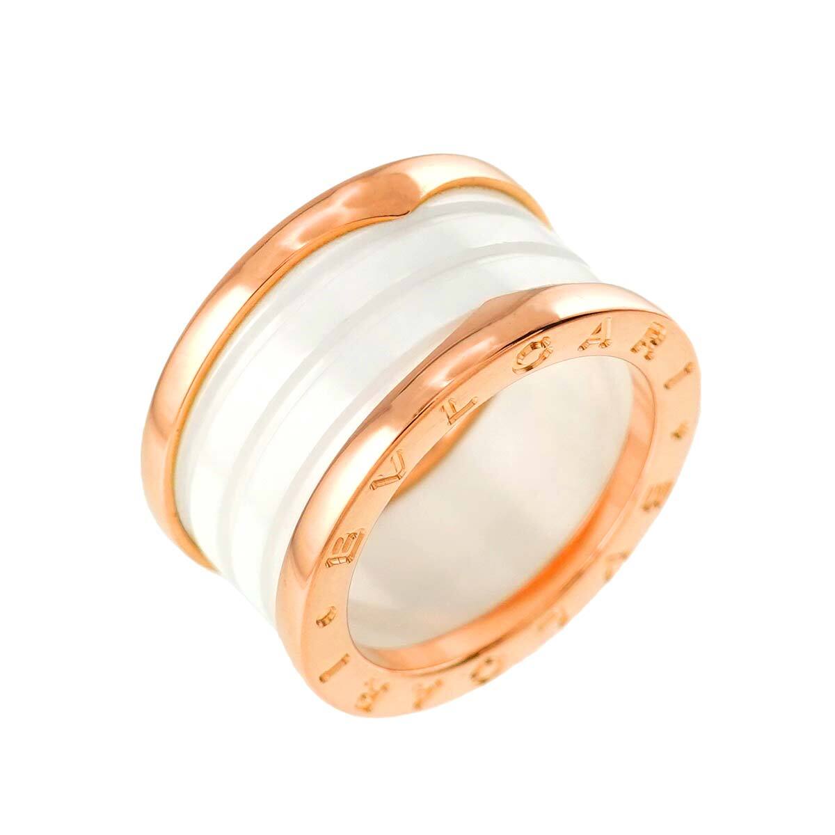 ブルガリ B-zero1 Au750 セラミックリング 7.5号 BVLGARI B-ZERO1 4band Ring Ceramic 18K PG 750 Size53 6(US