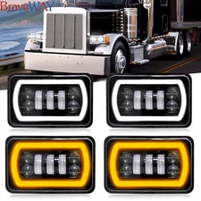 4X DOT Approved 4x6" 180W LED Headlights DRL for Peterbilt Kenworth Freightliner