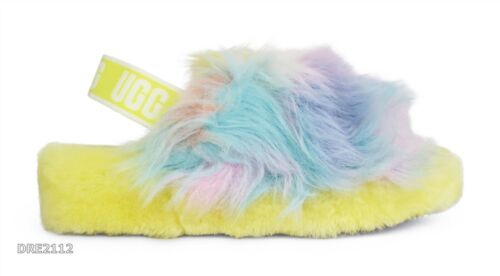 UGG Fluff Yeah Slide TIe Dye Margarita Fur Slippers Womens Size 10 *NIB* - Picture 1 of 4