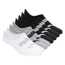 PUMA Women's No Show Sneaker Socks Black/White/Grey , 5-9.5 Shoe Size, 8 Pairs