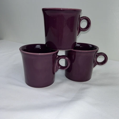 Set of 3 Fiesta Ware Plum Purple Mug Ring Handle Homer Laughlin HLC USA Coffee