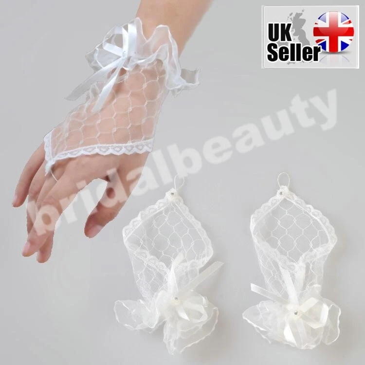 BluNight Collection Little Girl's Holy Communion Gloves – Medium Length, Flower Girl Accessory