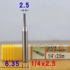 2.5mm Diameter Carbide Insert Straight Router Bit - 1/4" Shank