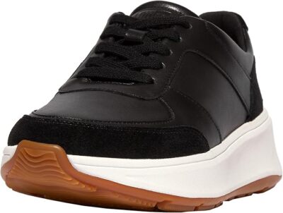 Fitflop Damen F-Mode Leder Schwarz Turnschuhe Sneaker