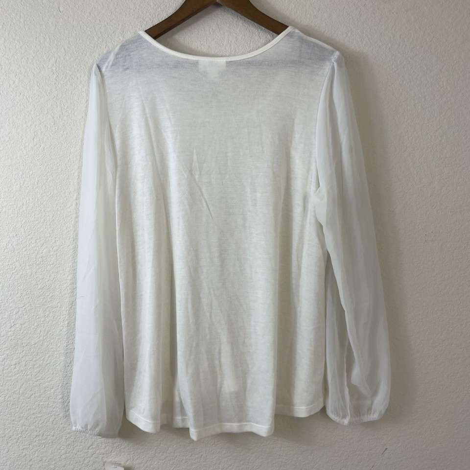 John Paul Richard Blouse Women's Size XL Blouse Long Sleeve Lightweight Cream eBay