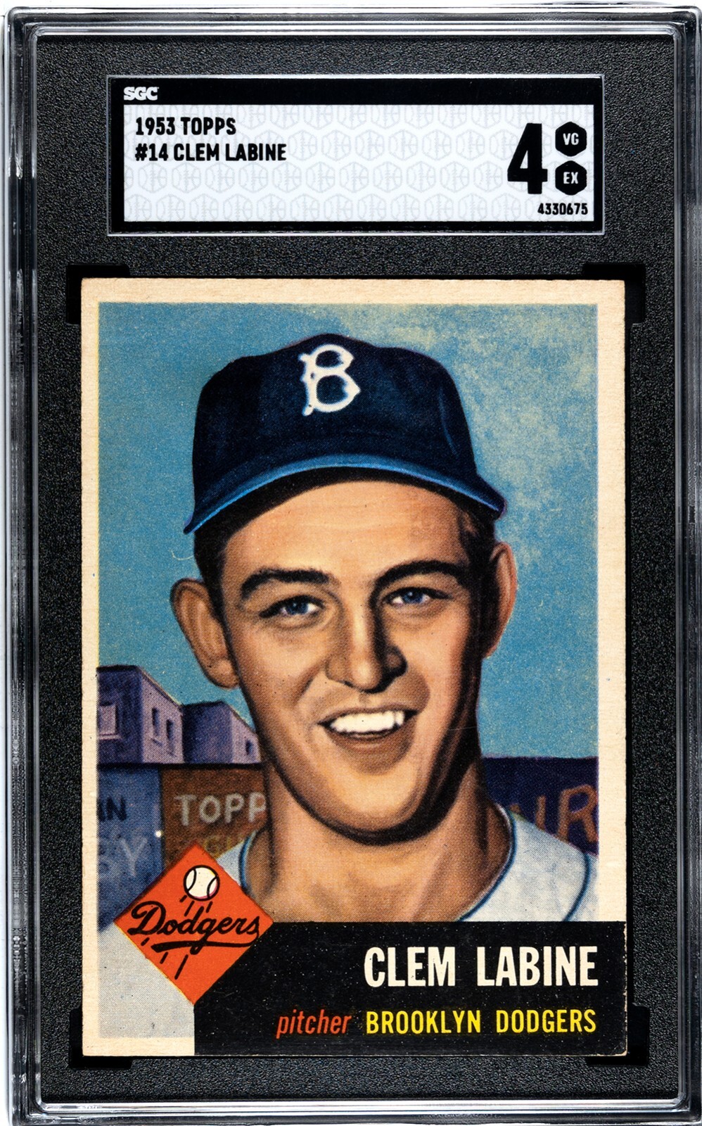 1953 Topps CLEM LABINE Dodgers #14 SGC 4 VG/EX Condition