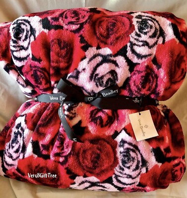 Vera Bradley Plush Throw Blanket HAVANA HOTHOUSE RED Pink Floral RARE NWT  New