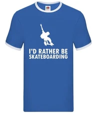 I'd Rather Be Skateboarding - Mens Ringer - Skating Skate Board Skater Gift