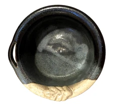 Stegall Studio Art Pottery Condiment Bowl w/ Spreader Holder 2"H, 5"W Blue Multi