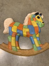Vintage 1985 Frankies Designs Rocking Horse- Patchwork Design Foam Wall Hanging