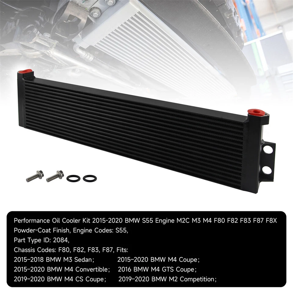 Performance Oil Cooler For BMW M3 M4 M2 S55 F80 F82 F83 F87 F8X 2015-2020 Black - Image 2 of 4