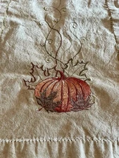 Embroidered Pumpkin Runner, Beige Line  53" x 12" Fall Home Decor