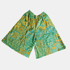 Vintage 60s Womens Handmade Paisley Wide Leg Culotte Pants Gaucho Cropped M