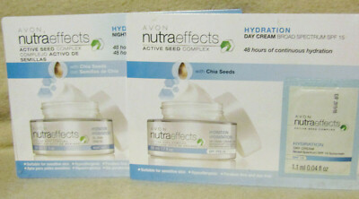 AVON-NUTRA EFFECTS -HYDRATION -(4) NIGHT GEL CREAM + (4) DAY CREAM SAMPLES NEW