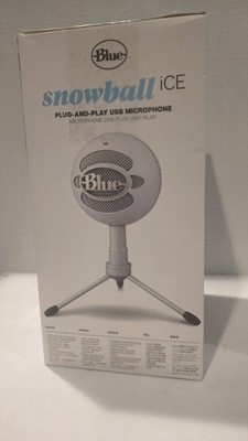Blue Mic Snowball iCE USB Condenser Microphone White w/ Stand Tested Working
