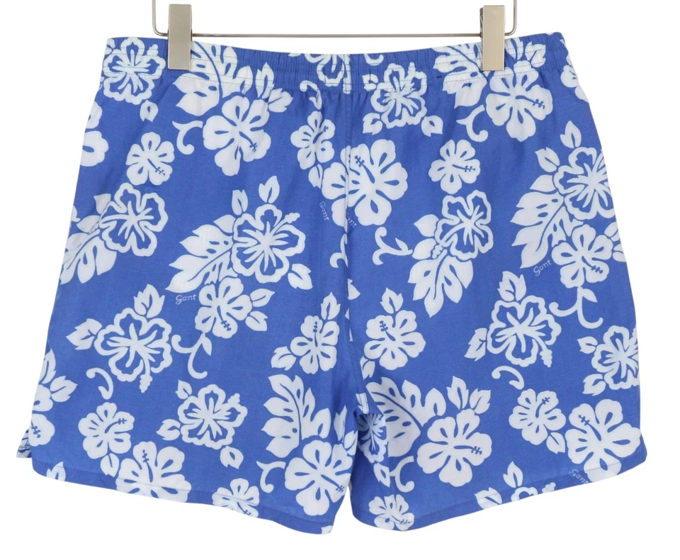 Roupa de banho masculina GANT L azul padrão floral elástico cordão cintura malha forrada * - Imagem 2 de 4