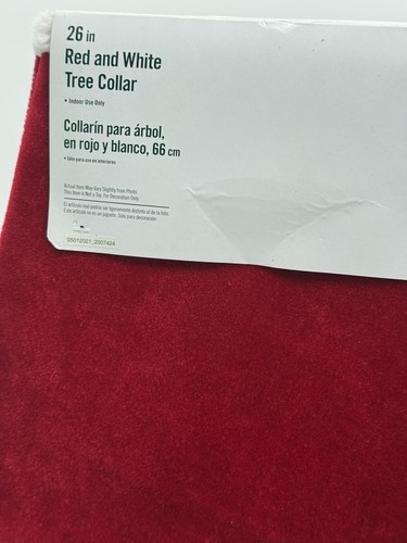 "Collar de árbol de Navidad 26"" rojo aplastado aterciopelado blanco adorno decoración Home Depot Nuevo de Lote Antiguo" - Imagen 3 de 4