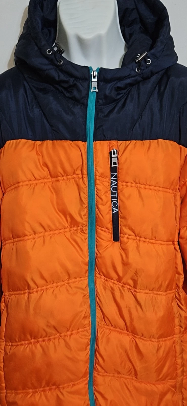 NAUTICA Men's XXL Water Wind Resistant Puffer Jacket N-83 2XL Orange/Navy - product detail image 5