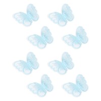 8Stk Schmetterlings-Spitzen-Applikationen 50Mm AufnäHer Hellblau