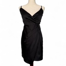 Vintage Satin Designer Giana Bernini Little Black Formal Dress
