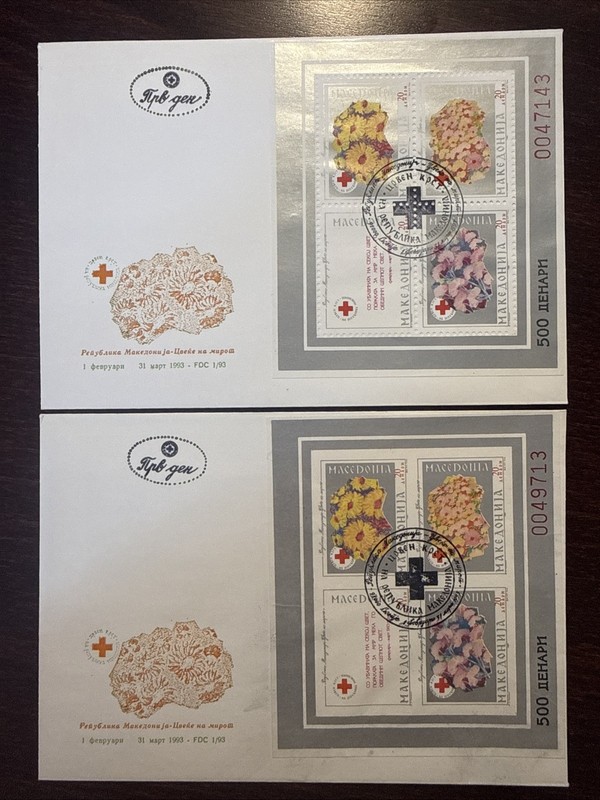 MACEDONIA FDC COVER 1993 YEAR RED CROSS HEALTH MEDICINE STAMPS SILVER BLOCKS