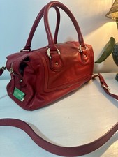 Oroton Rustic Red Leather Crossbody Bowler Ba...
