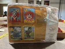 Vintage 80s Clown Latch Hook Crewel Kit Bright 8x10 Picture Craft Creepy Clown